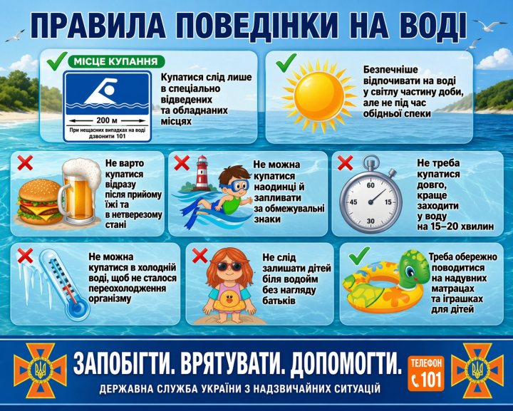 Виконком Тернівської районної у місті ради звертається до всіх мешканців та гостей району та нагадує про правила безпеки на воді