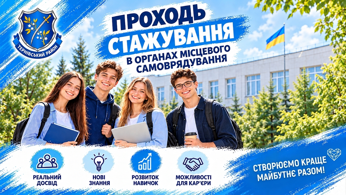 Запрошуємо молодь до стажування у виконавчому комітеті Тернівської районної у місті ради!