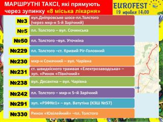 Транспортне забезпечення в день проведення заходів з нагоди відзначення Дня Європи в м. Кривому Розі 19.05.2018